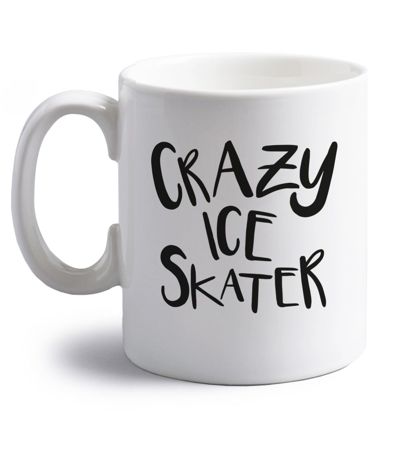 Crazy ice skater right handed white ceramic mug 