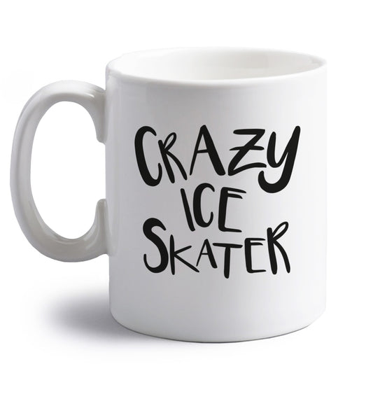 Crazy ice skater right handed white ceramic mug 