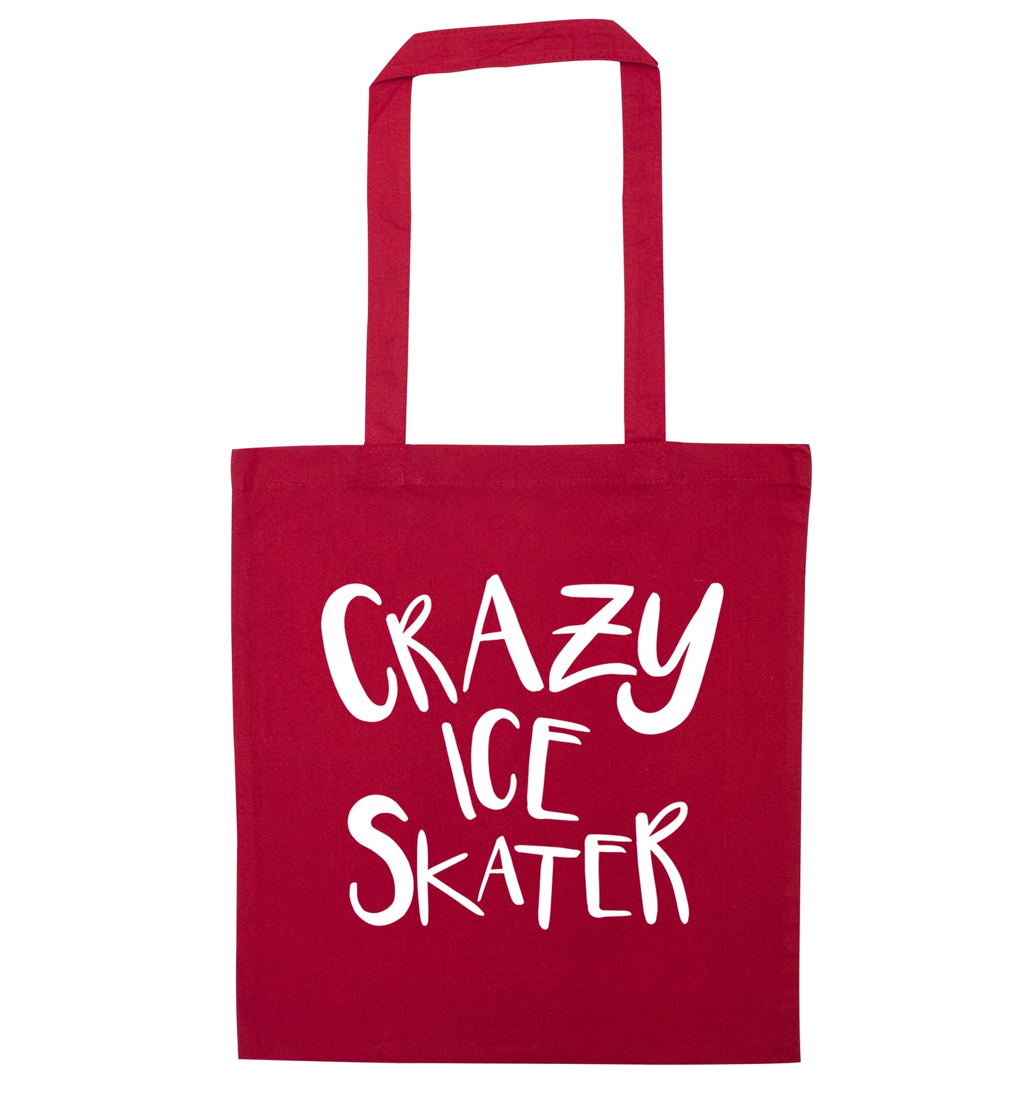 Crazy ice skater red tote bag