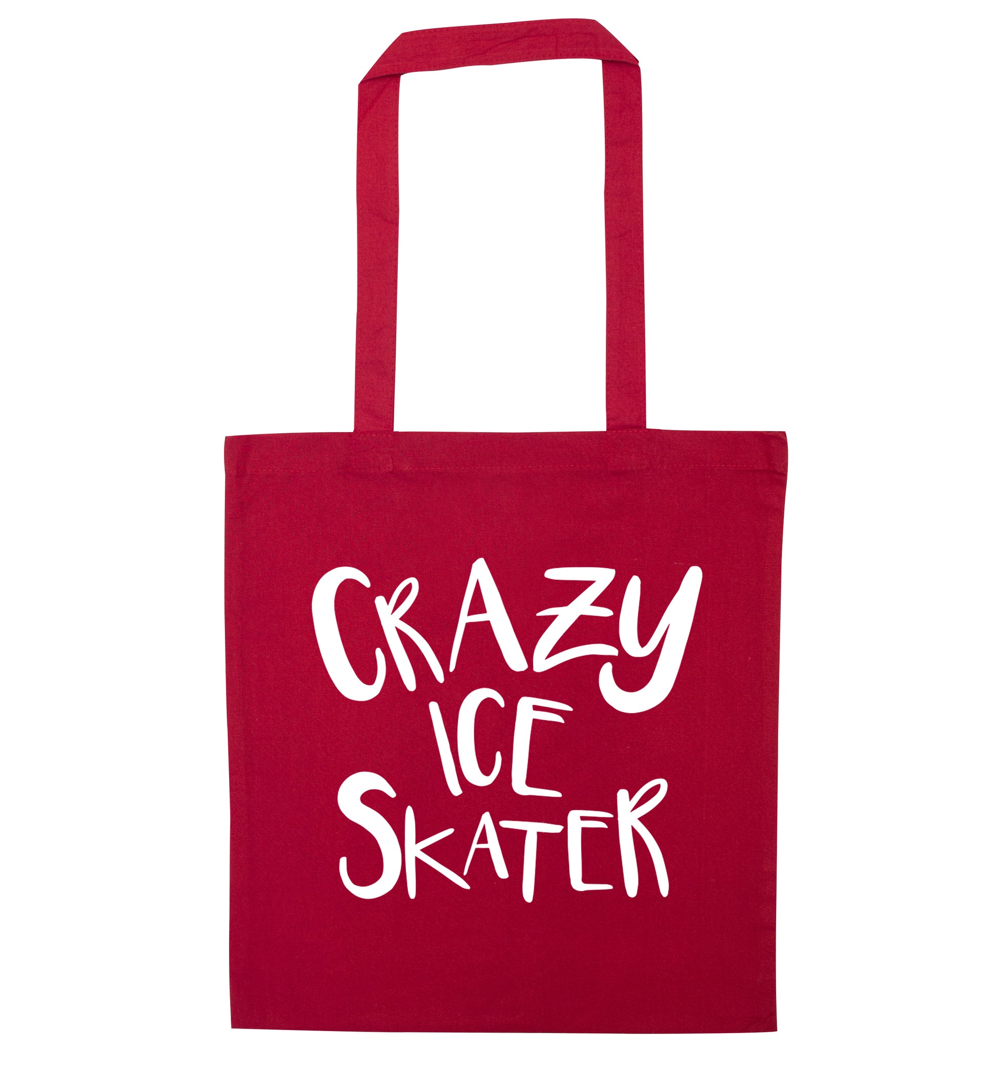 Crazy ice skater red tote bag