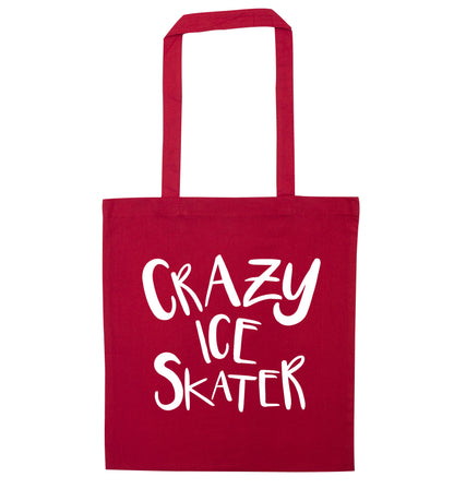 Crazy ice skater red tote bag