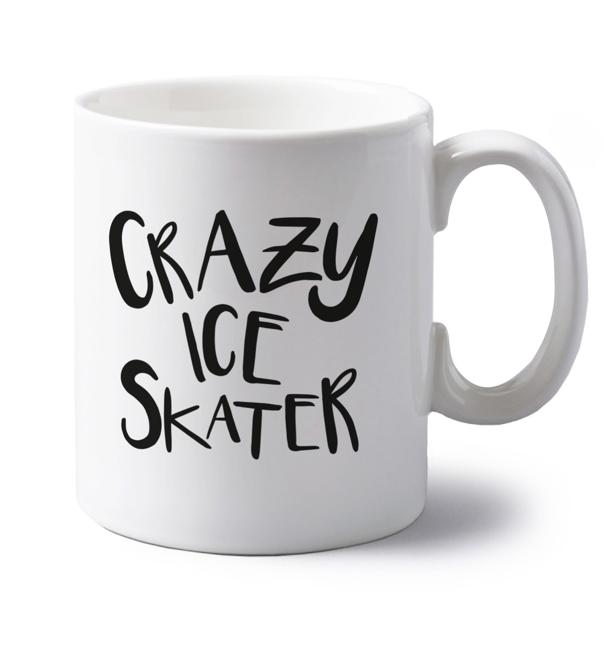 Crazy ice skater left handed white ceramic mug 