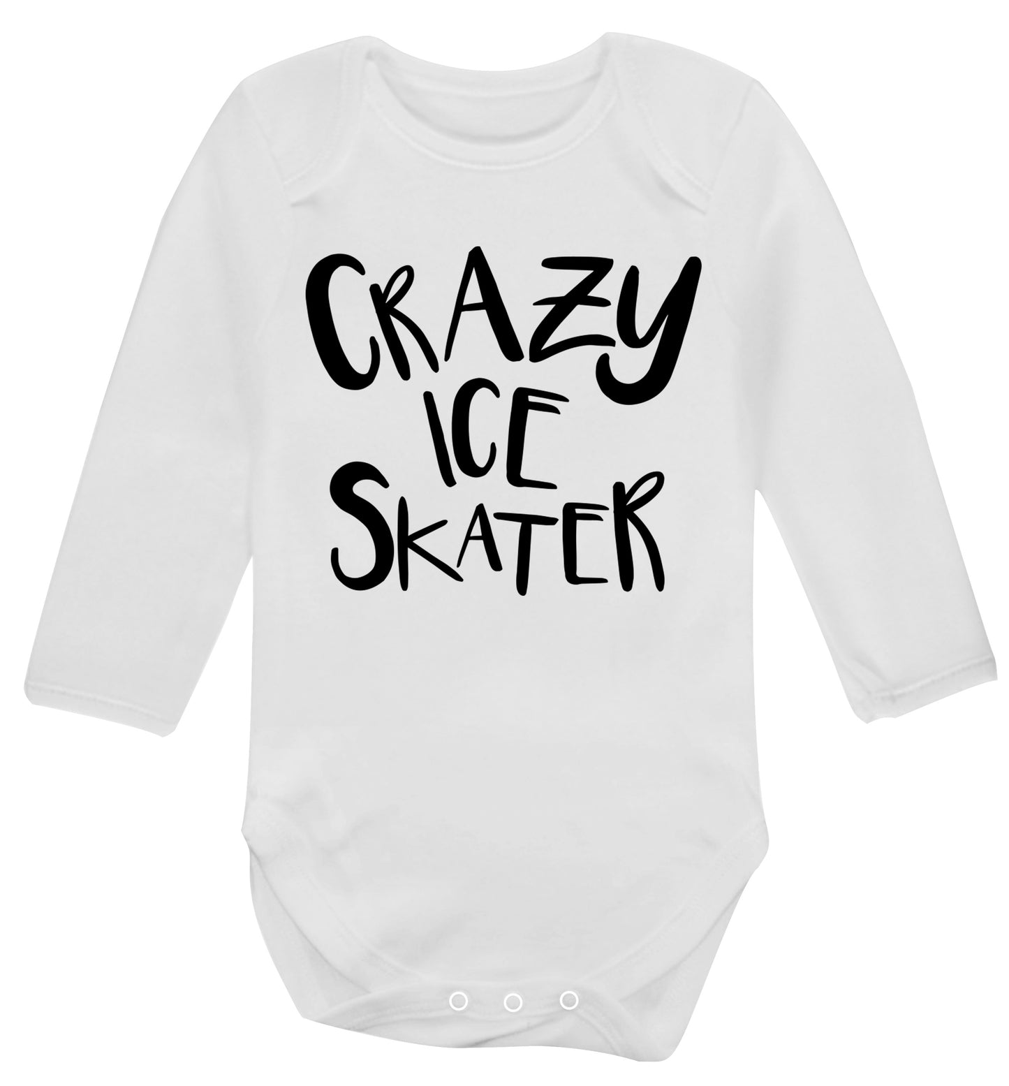 Crazy ice skater Baby Vest long sleeved white 6-12 months