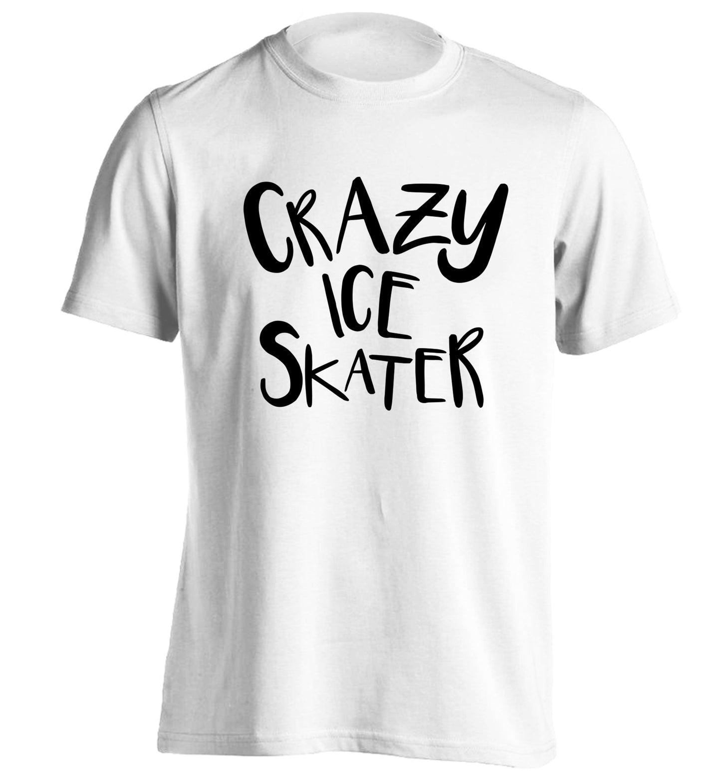Crazy ice skater adults unisexwhite Tshirt 2XL