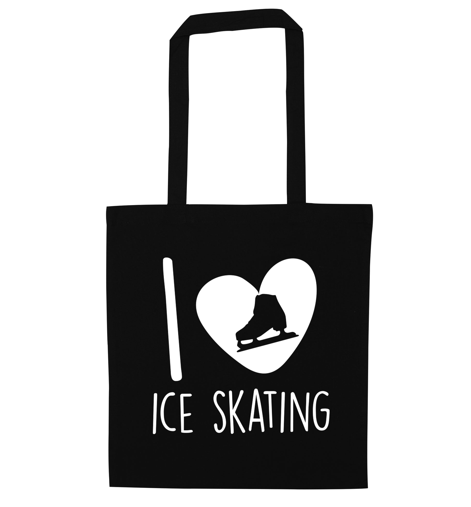 I love ice skating black tote bag
