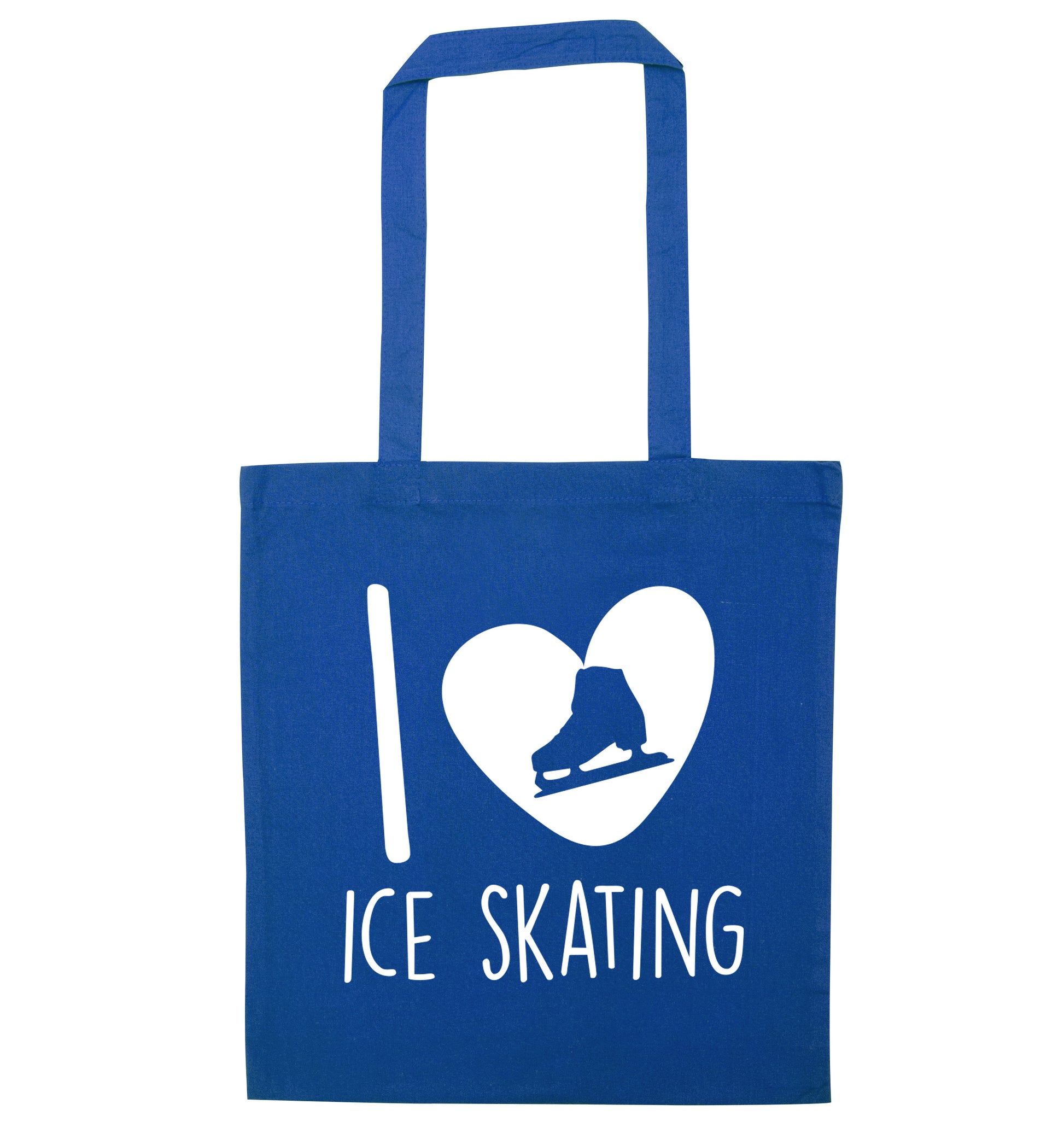I love ice skating blue tote bag