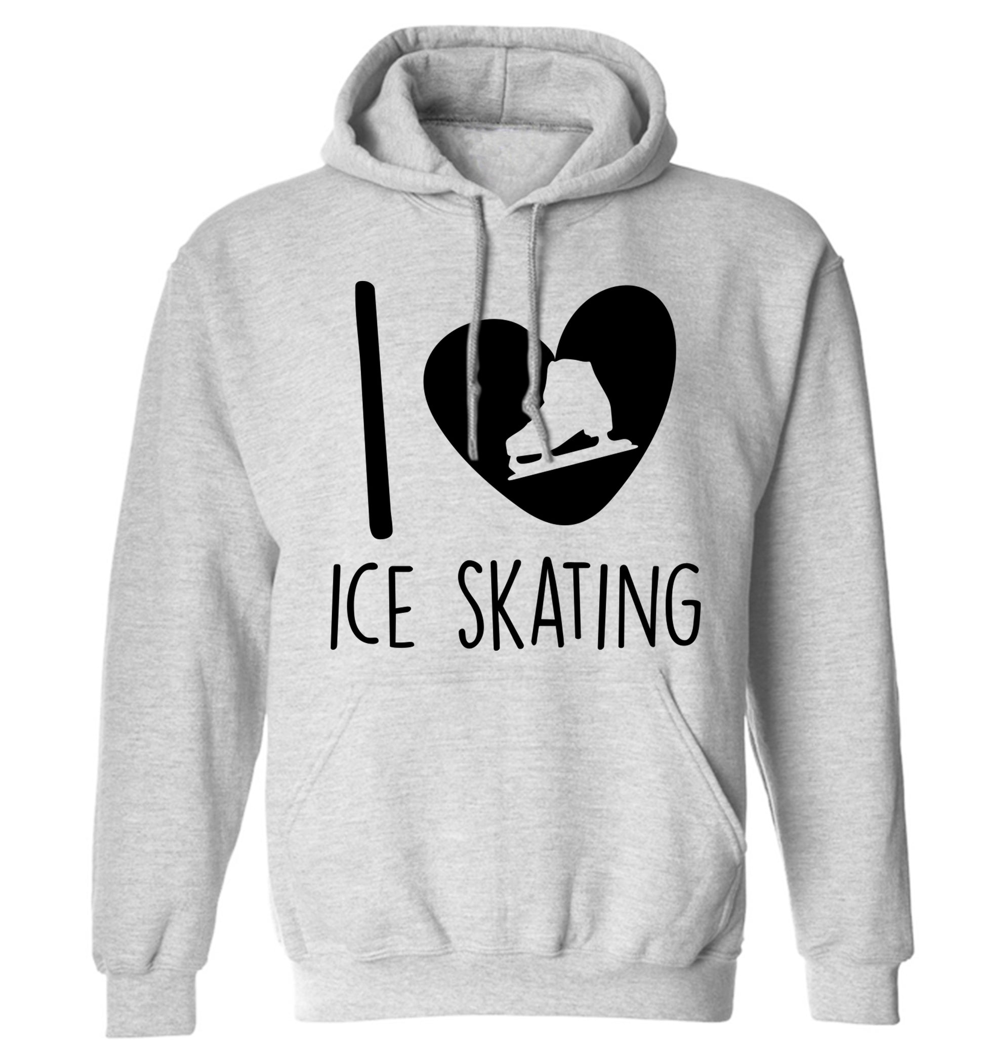 I love ice skating adults unisexgrey hoodie 2XL