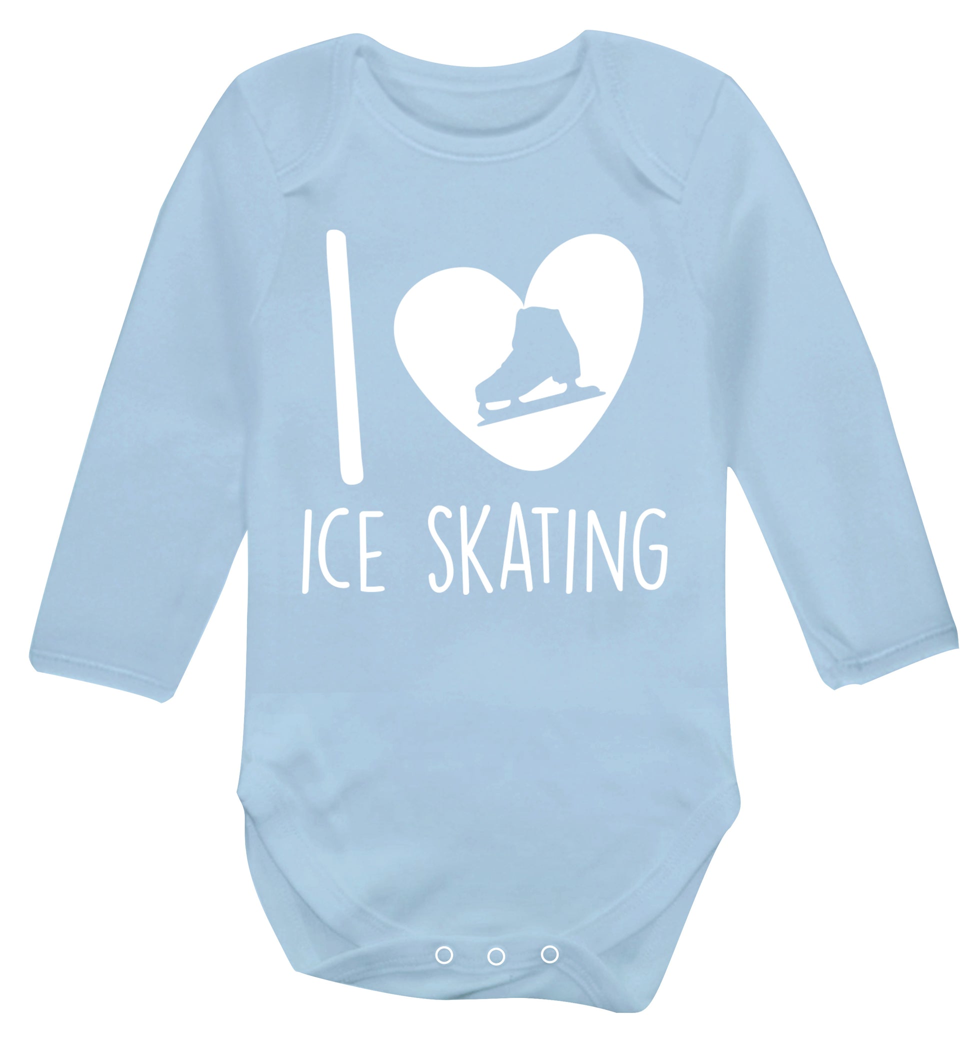 I love ice skating Baby Vest long sleeved pale blue 6-12 months