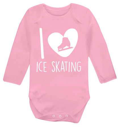I love ice skating Baby Vest long sleeved pale pink 6-12 months