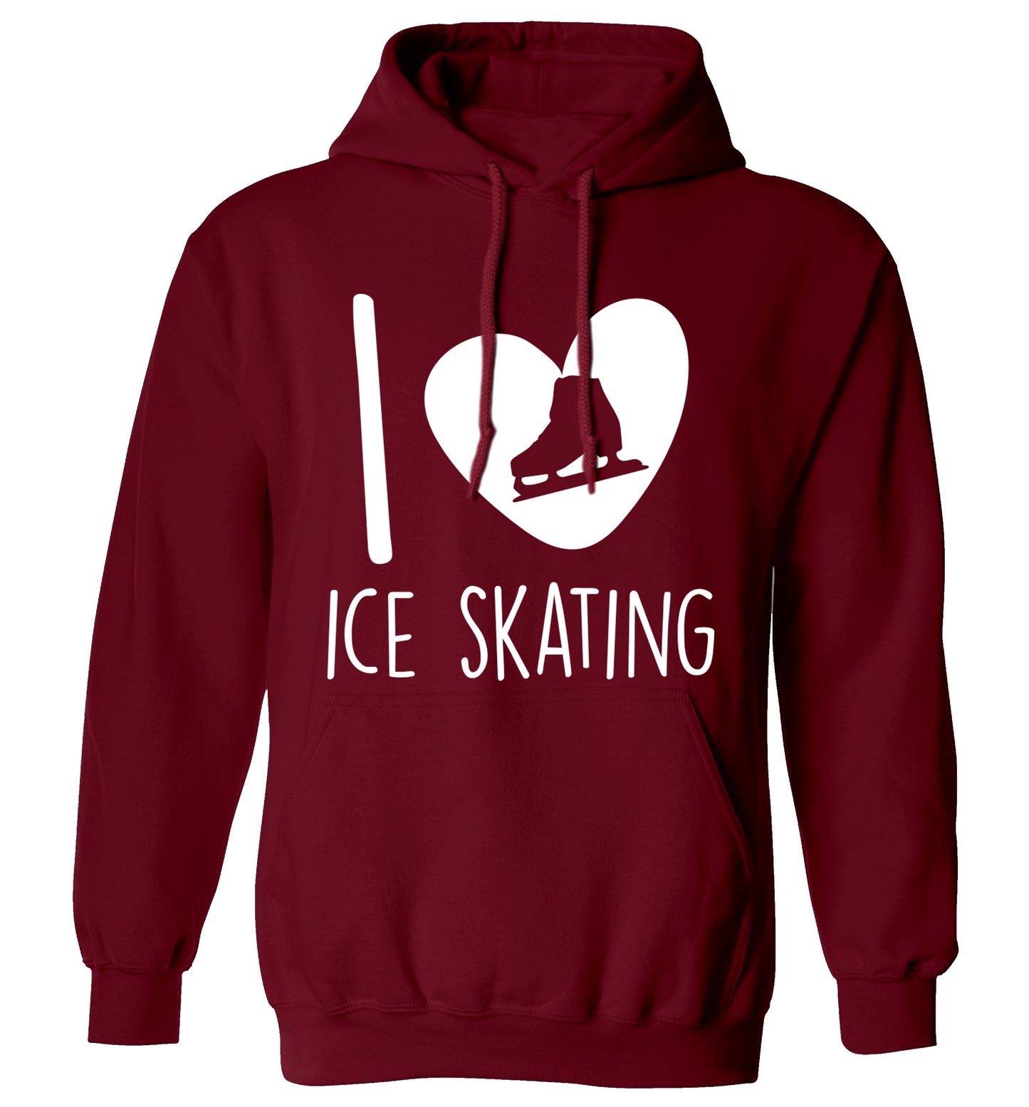 I love ice skating adults unisexmaroon hoodie 2XL