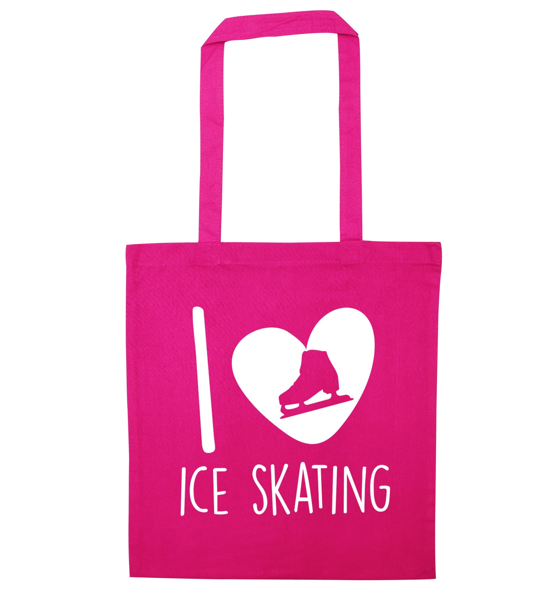 I love ice skating pink tote bag