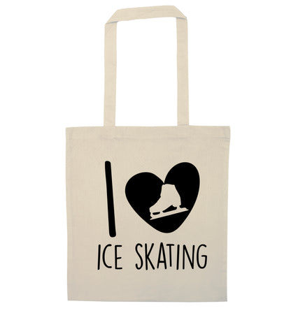 I love ice skating natural tote bag