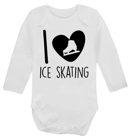 I love ice skating Baby Vest long sleeved white 6-12 months