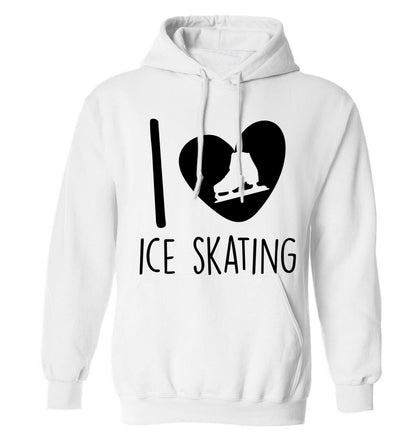 I love ice skating adults unisexwhite hoodie 2XL