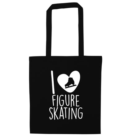 I love figure skating black tote bag