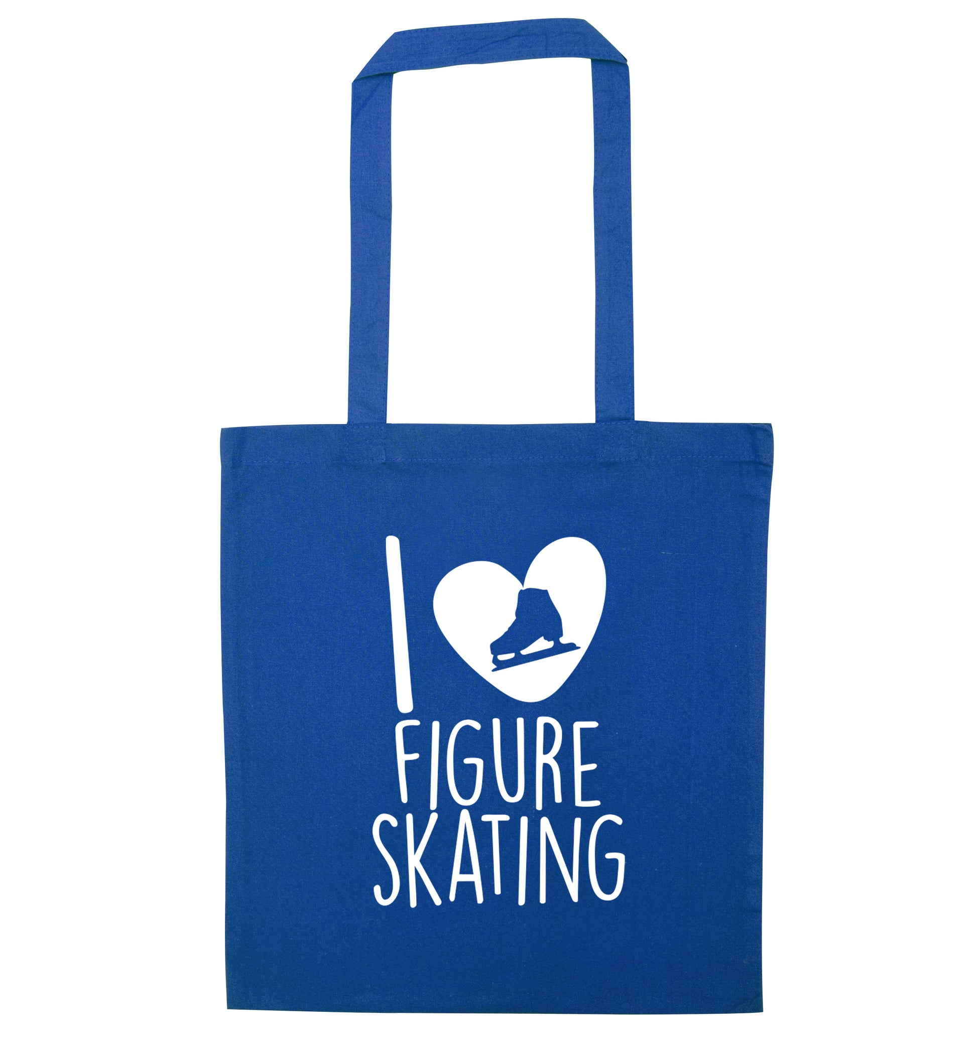 I love figure skating blue tote bag