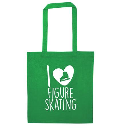 I love figure skating green tote bag