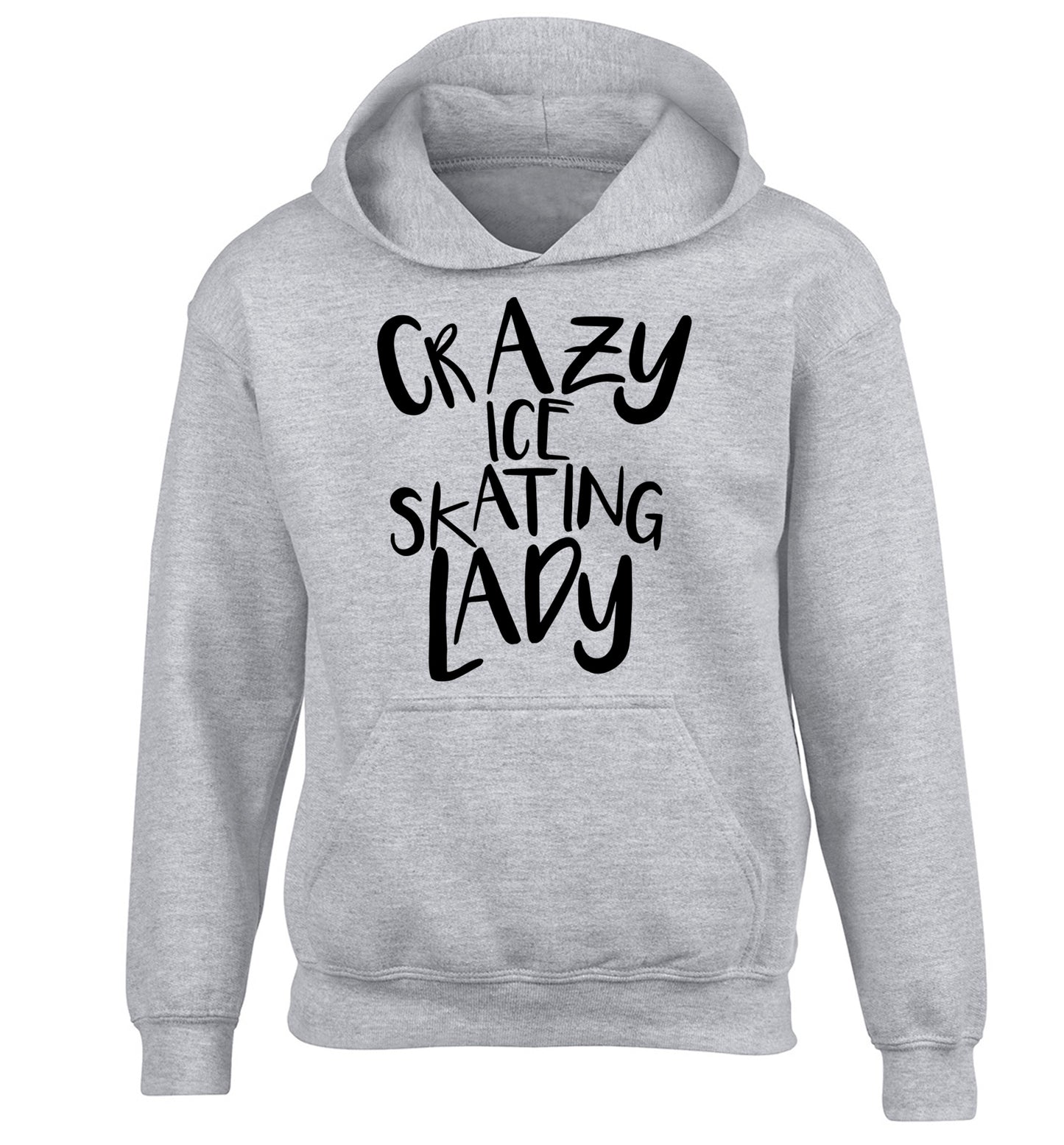 Crazy ice skating lady children's grey hoodie 12-14 Years