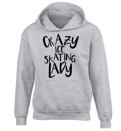 Crazy ice skating lady children's grey hoodie 12-14 Years