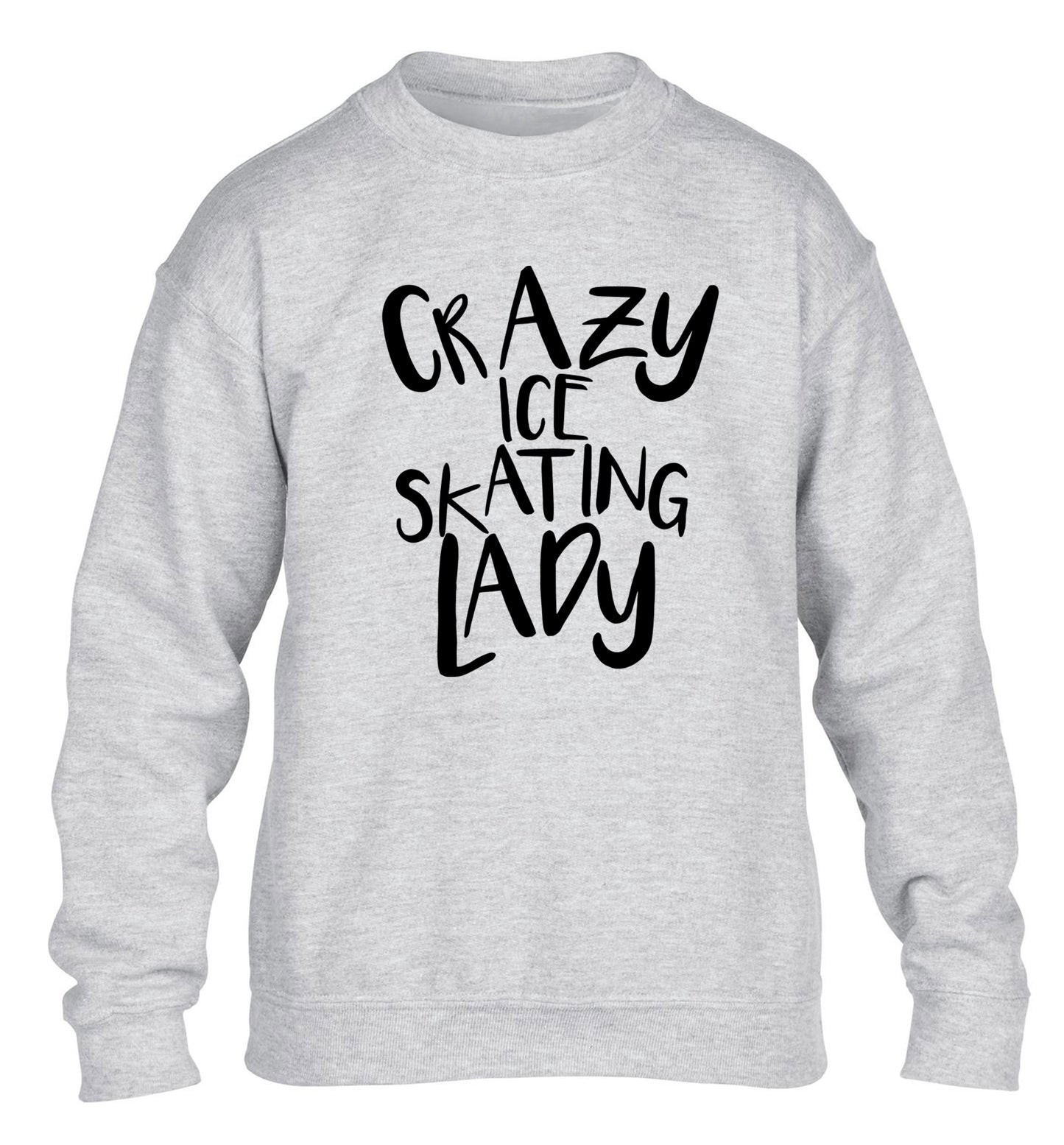 Crazy ice skating lady children's grey sweater 12-14 Years