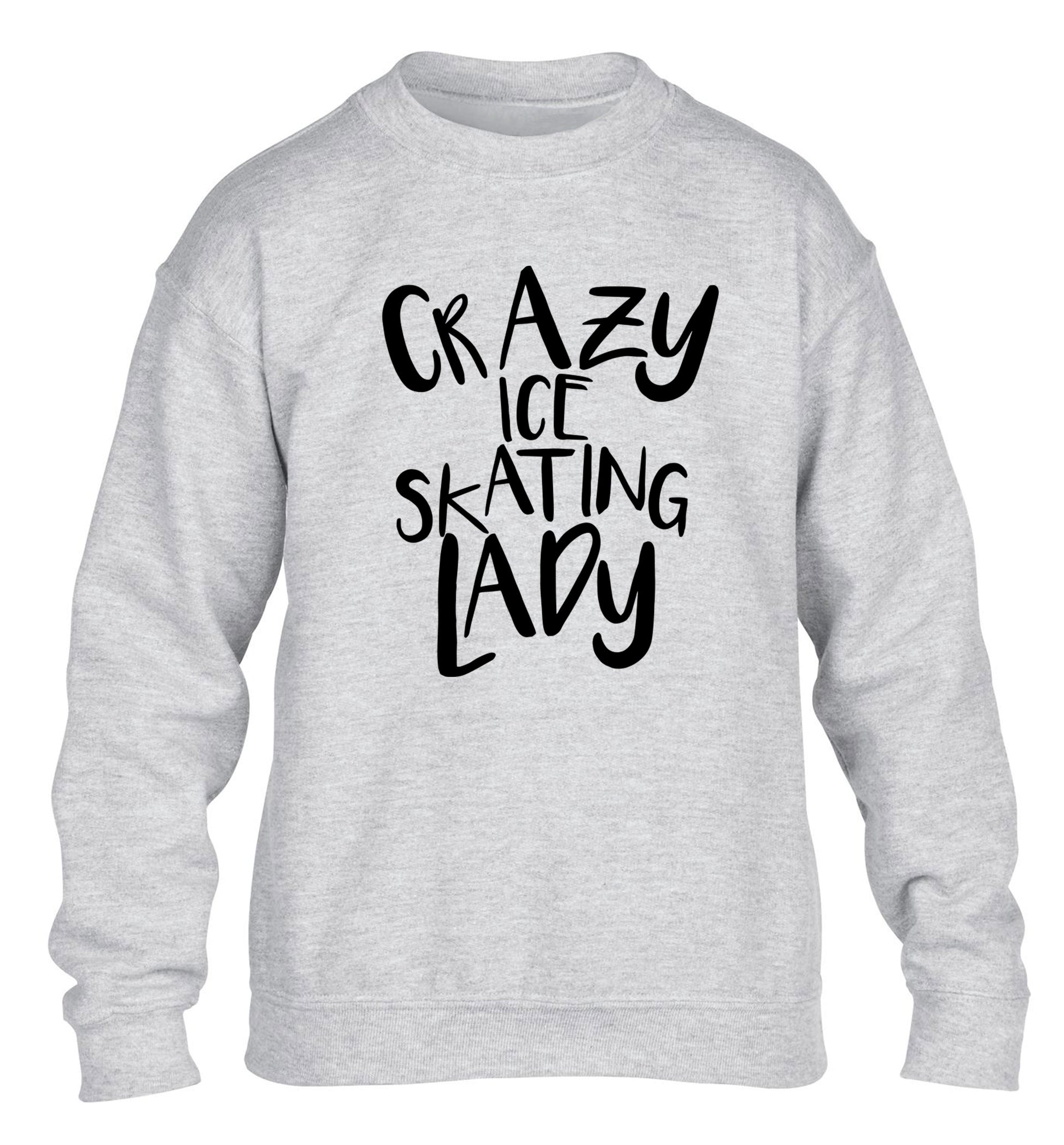 Crazy ice skating lady children's grey sweater 12-14 Years