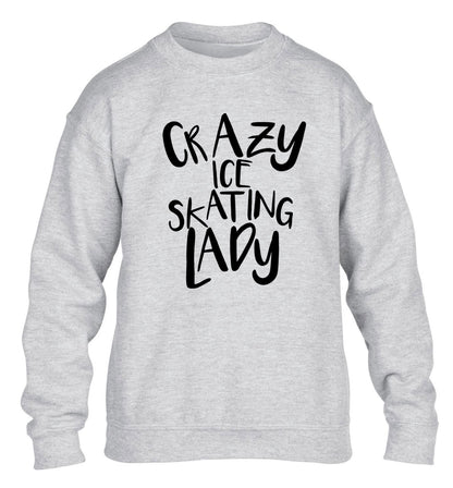 Crazy ice skating lady children's grey sweater 12-14 Years