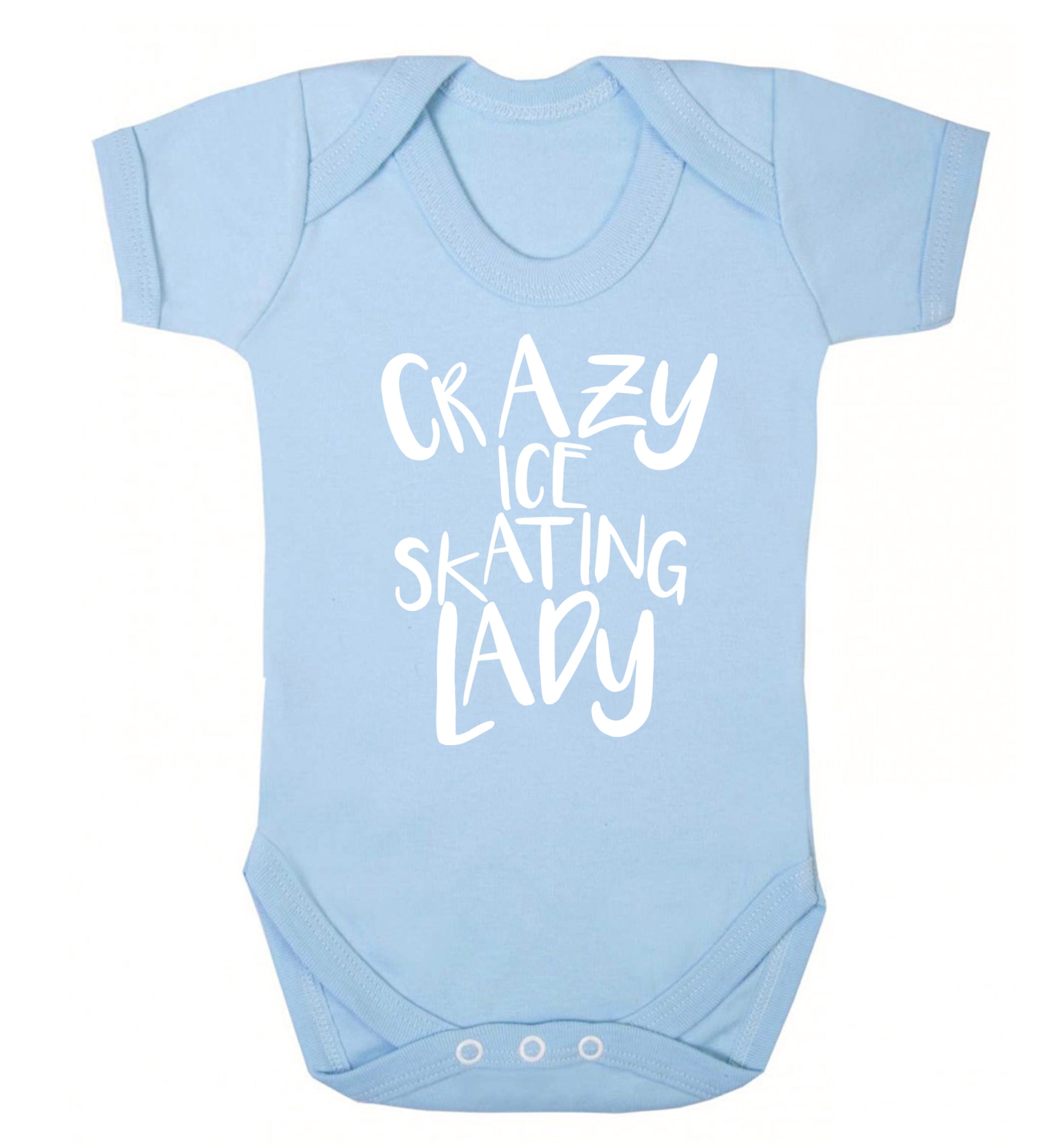 Crazy ice skating lady Baby Vest pale blue 18-24 months