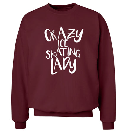 Crazy ice skating lady Adult's unisexmaroon Sweater 2XL