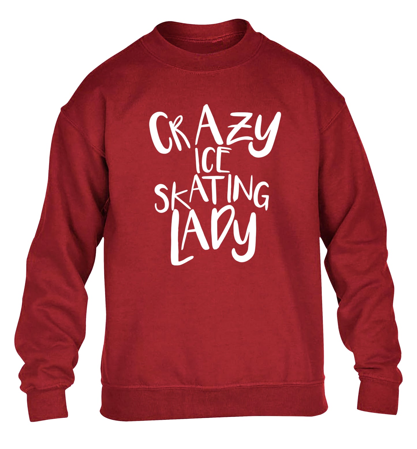 Crazy ice skating lady children's grey sweater 12-14 Years