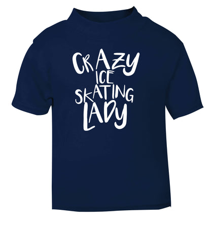 Crazy ice skating lady navy Baby Toddler Tshirt 2 Years