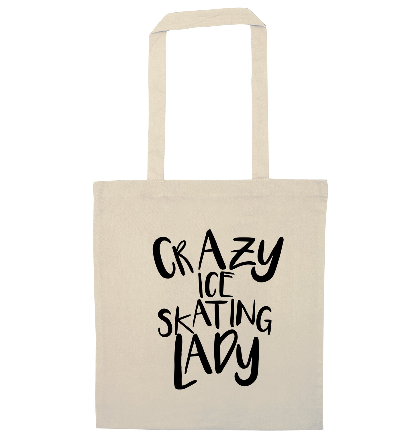 Crazy ice skating lady natural tote bag