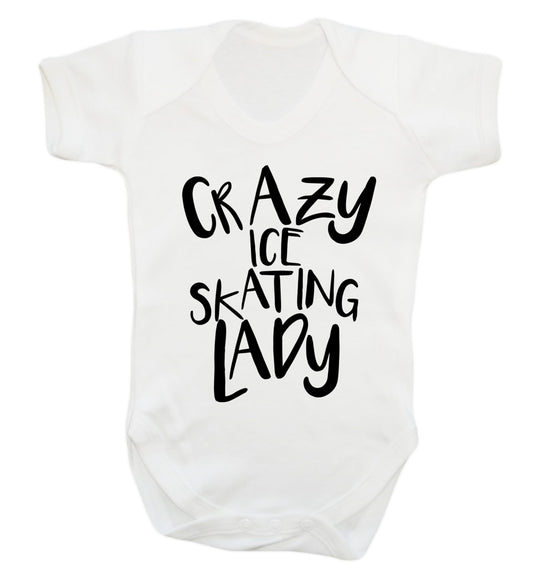 Crazy ice skating lady Baby Vest white 18-24 months