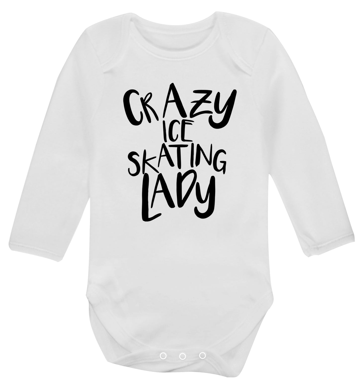 Crazy ice skating lady Baby Vest long sleeved white 6-12 months