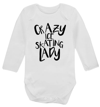 Crazy ice skating lady Baby Vest long sleeved white 6-12 months