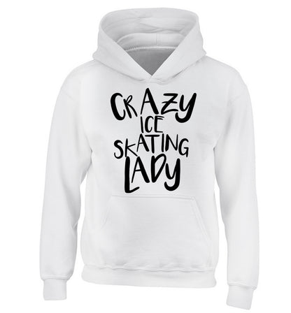 Crazy ice skating lady children's white hoodie 12-14 Years
