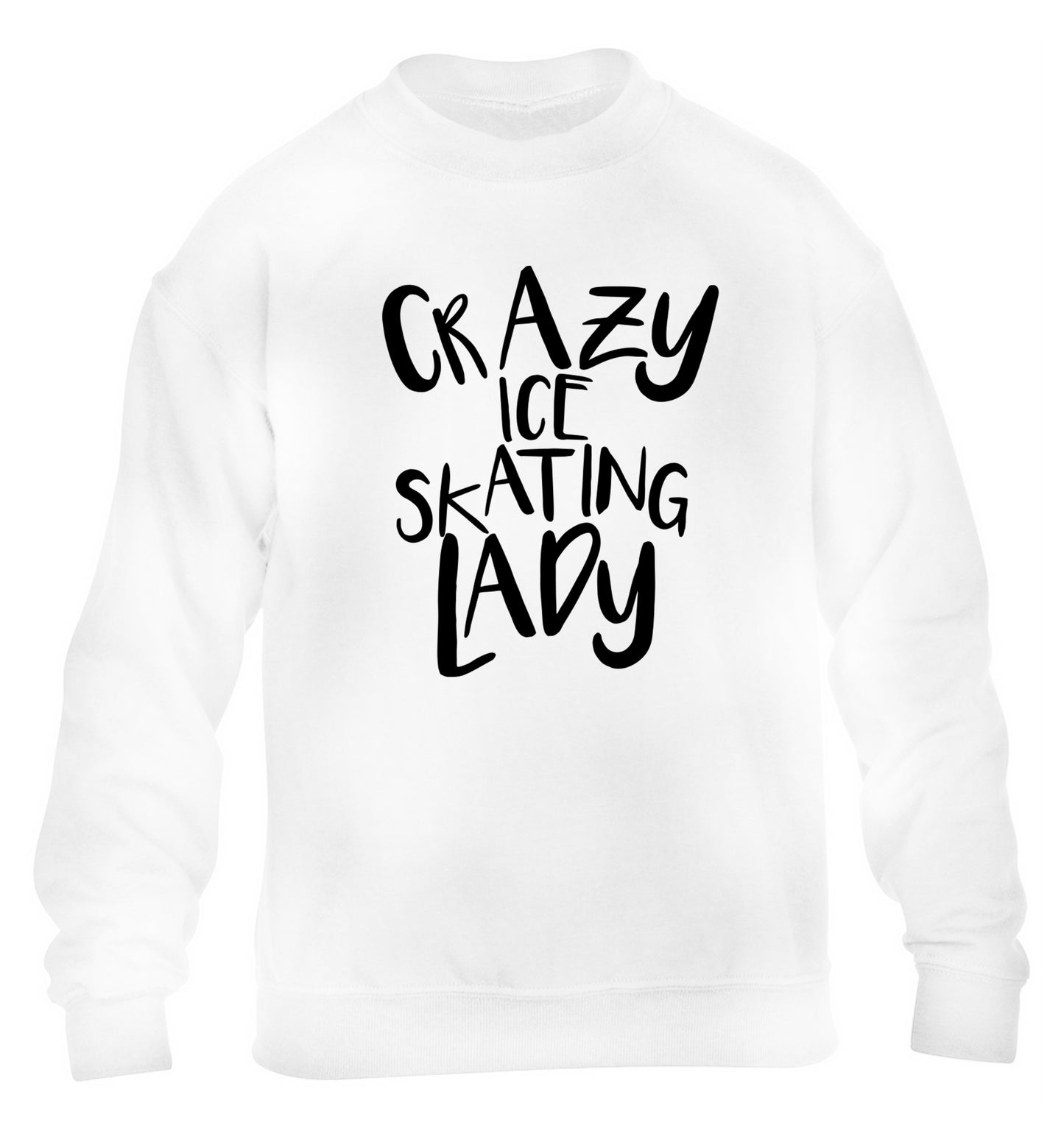 Crazy ice skating lady children's white sweater 12-14 Years