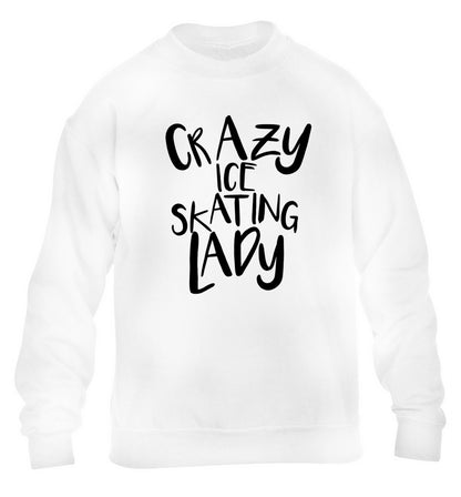 Crazy ice skating lady children's white sweater 12-14 Years