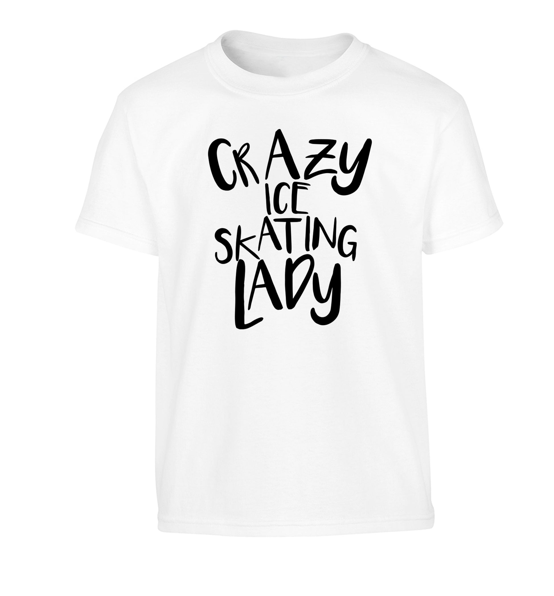 Crazy ice skating lady Children's white Tshirt 12-14 Years