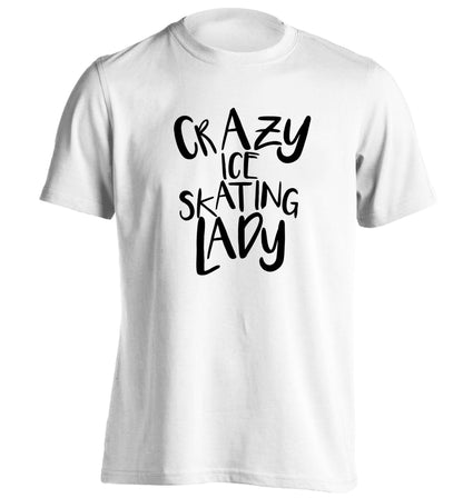 Crazy ice skating lady adults unisexwhite Tshirt 2XL