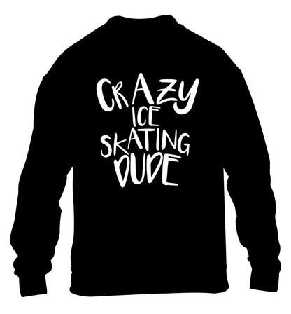 Crazy ice skating dude children's black sweater 12-14 Years