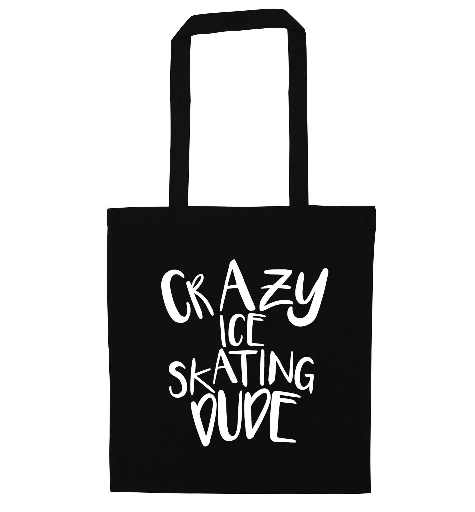 Crazy ice skating dude black tote bag