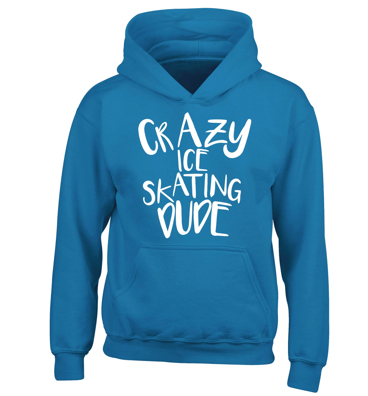 Crazy ice skating dude children's blue hoodie 12-14 Years