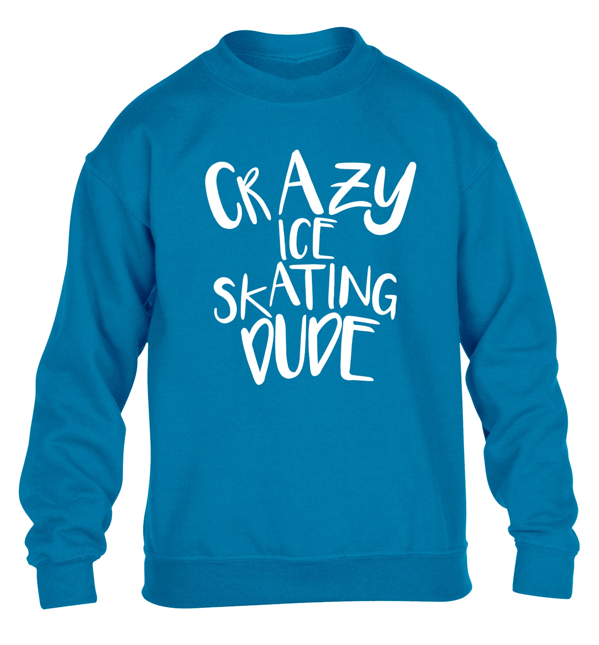 Crazy ice skating dude children's blue sweater 12-14 Years