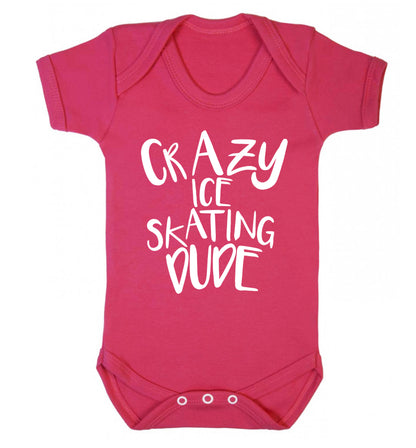 Crazy ice skating dude Baby Vest dark pink 18-24 months