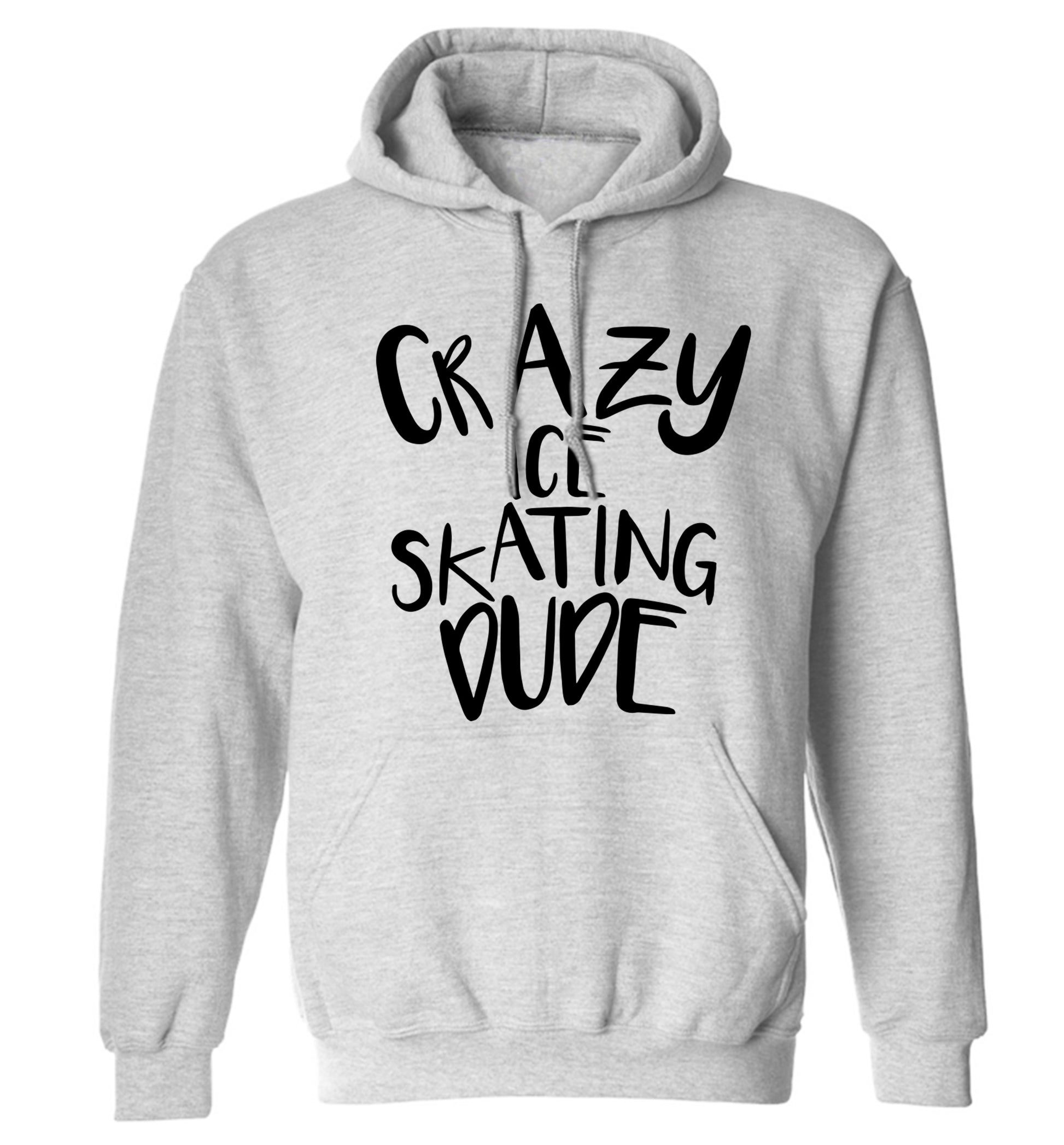 Crazy ice skating dude adults unisexgrey hoodie 2XL
