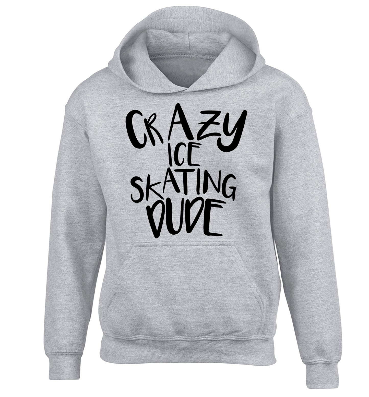 Crazy ice skating dude children's grey hoodie 12-14 Years