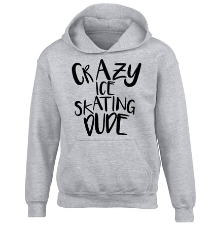 Crazy ice skating dude children's grey hoodie 12-14 Years