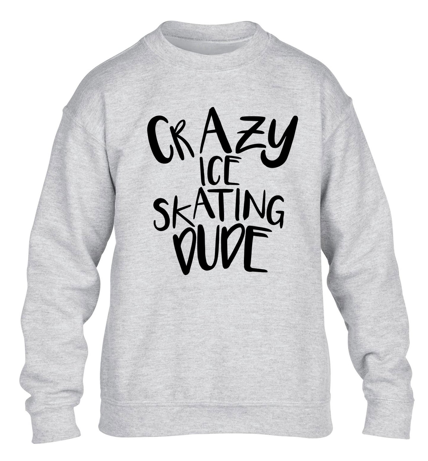 Crazy ice skating dude children's grey sweater 12-14 Years