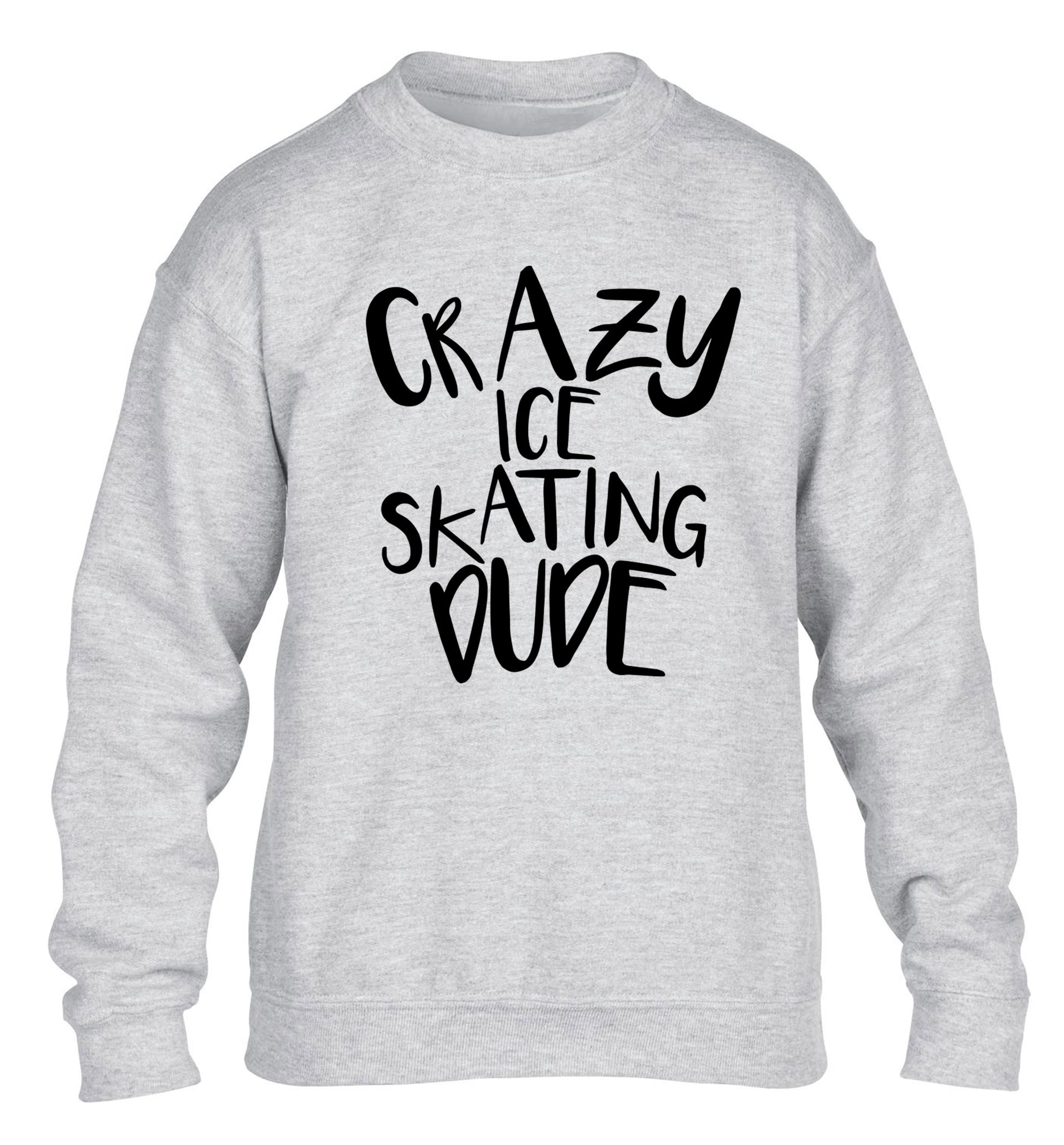 Crazy ice skating dude children's grey sweater 12-14 Years