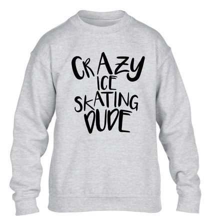 Crazy ice skating dude children's grey sweater 12-14 Years